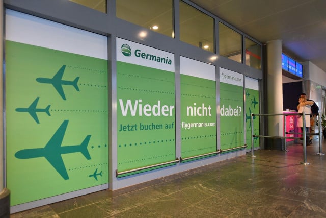 Germania's slogan reads: Not there again? Book now with Germania. Image: DPA